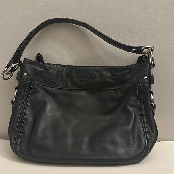 Coach Two Way Shoulder Bag Black Leather - Picture 1 of 9